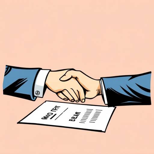 Illustrazione stilizzata di un accordo o contratto firmato
