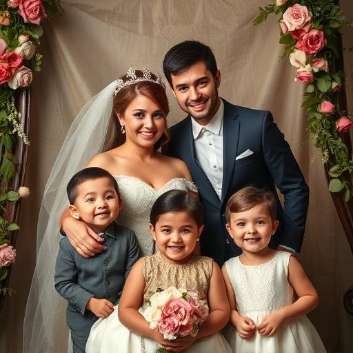 Montaggio di diverse foto di alta qualit&agrave;: un ritratto, un dettaglio di matrimonio, una famiglia felice.