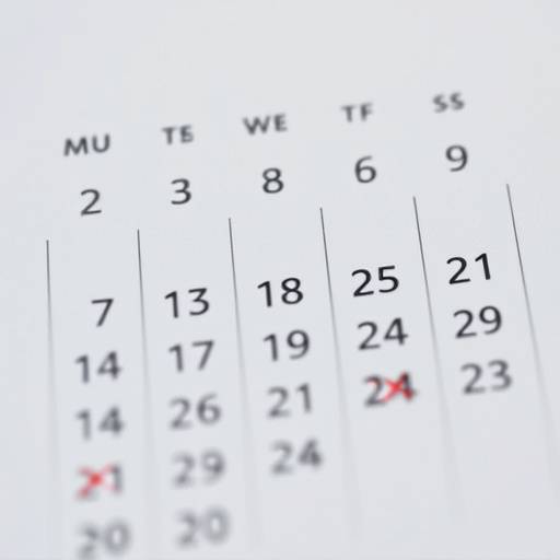 Un calendario con date evidenziate e simboli di cancellazione/riprogrammazione
